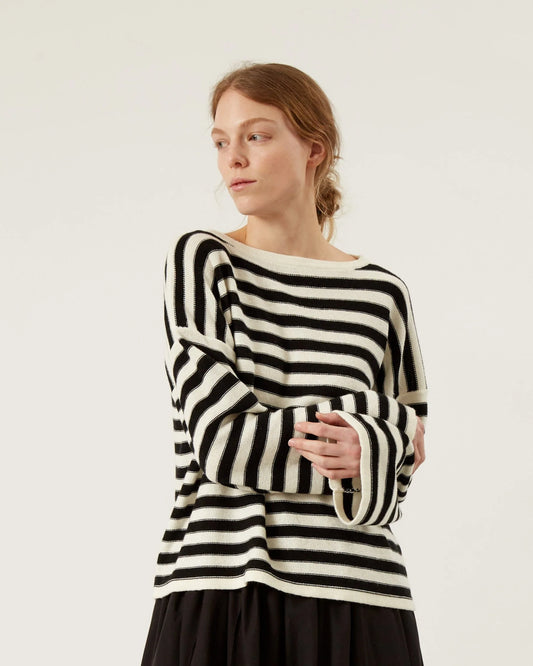 Naïf | Lainey Cotton and Cashmere Sweater - Ivory/Black