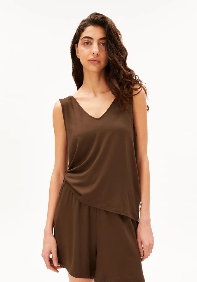 ARMEDANGELS | V-Neck Jersey Top - Dried Plum