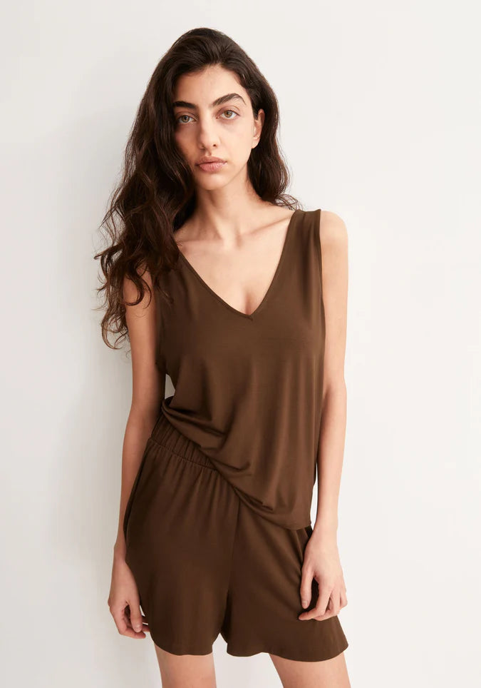 ARMEDANGELS | V-Neck Jersey Top - Dried Plum