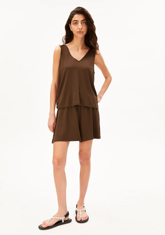 ARMEDANGELS | V-Neck Jersey Top - Dried Plum
