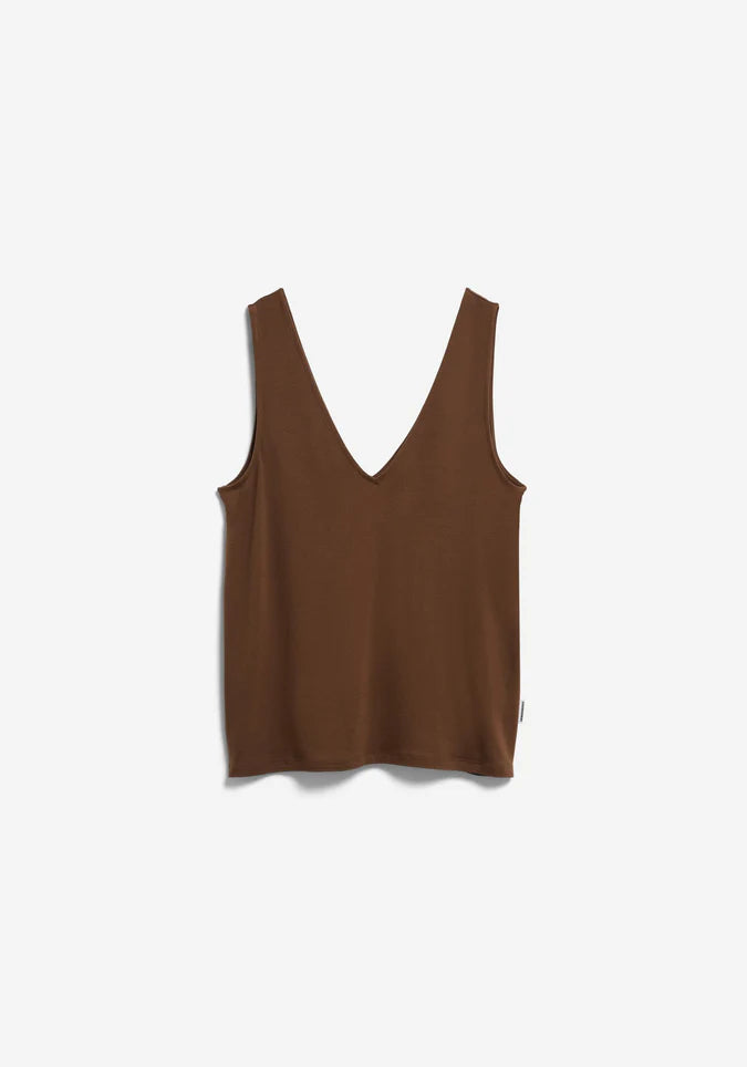 ARMEDANGELS | V-Neck Jersey Top - Dried Plum