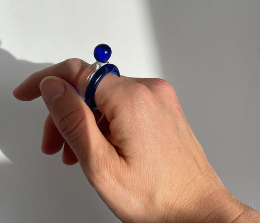 Sandralexandra | Linea Glass Ring - Navy Blue