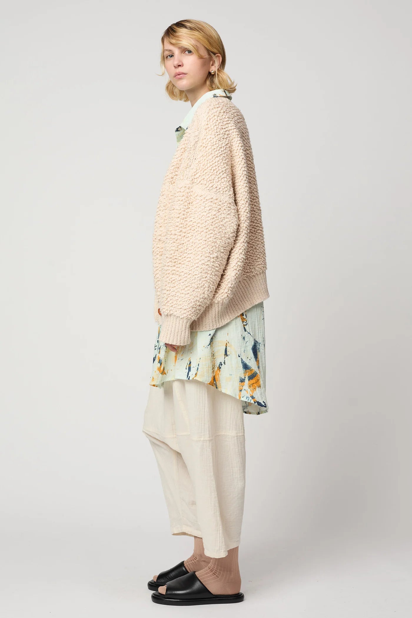 Atelier Delphine | Amelia Cardighan In Chunky Loop Knit - Cream