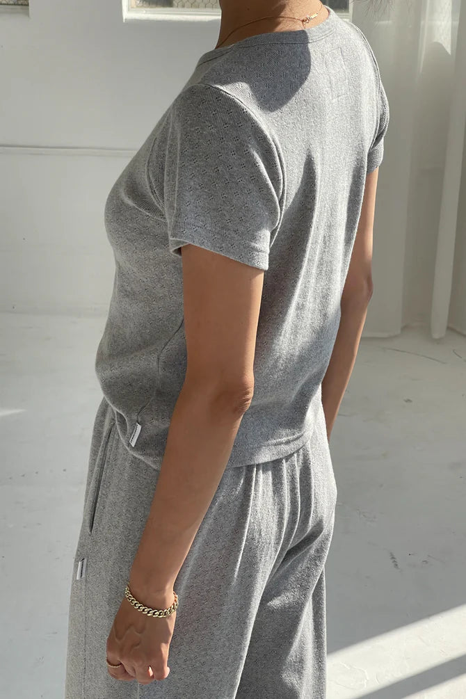 Le Bon Shoppe | Pointelle Babe Tee - Melange Grey