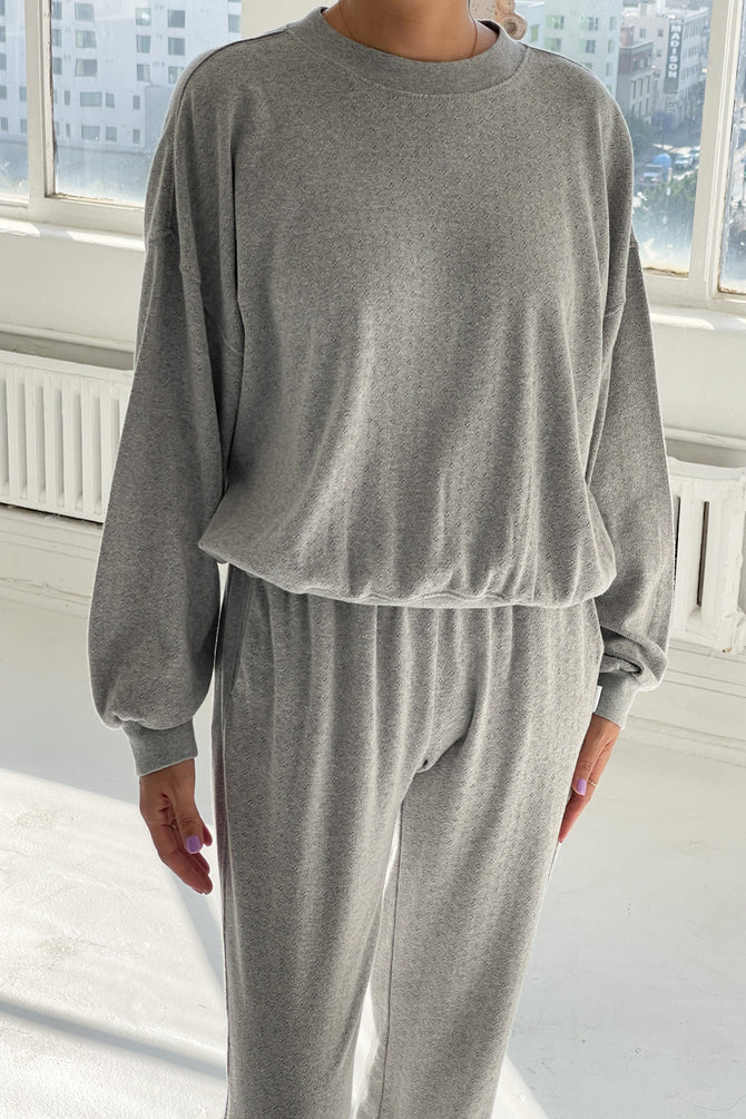 PRE-ORDER | Le Bon Shoppe | Pointelle Core Sweatshirt - Melange Grey