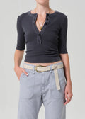 Citizens of Humanity | Nali Short Sleeve Henley - Charcoal Mineral
