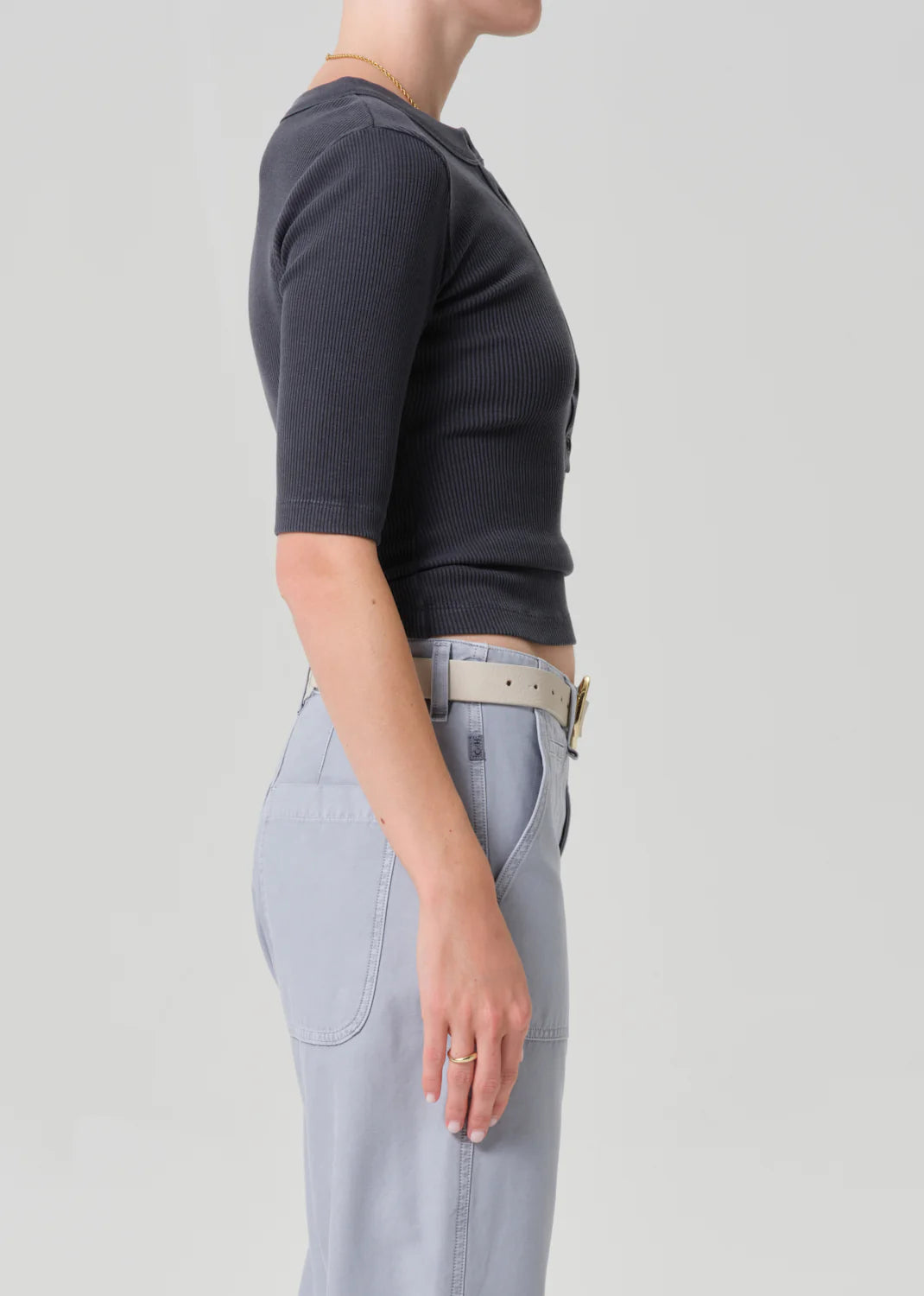 Citizens of Humanity | Nali Short Sleeve Henley - Charcoal Mineral