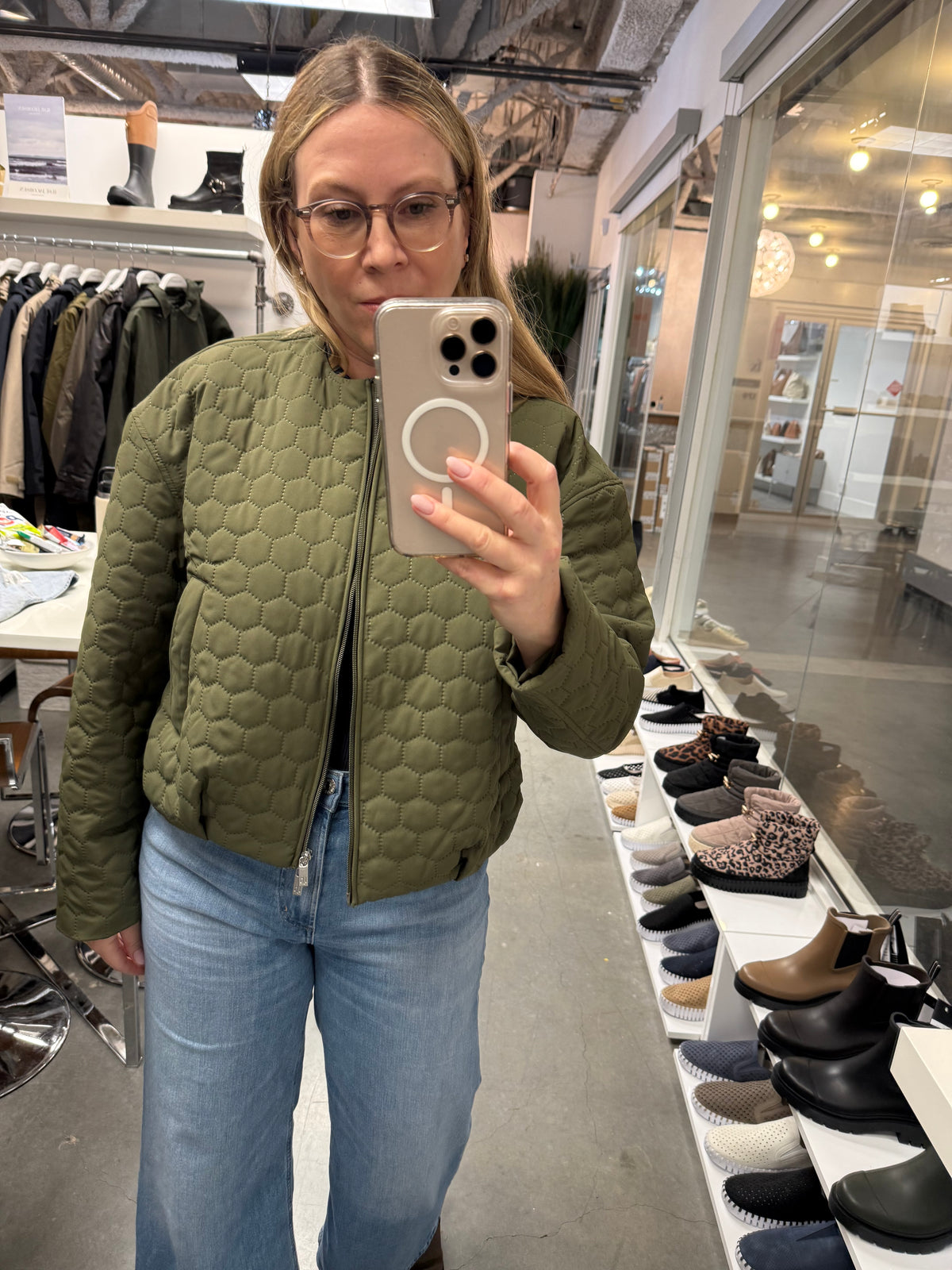 Ilse Jaconsen | Honeycomb Short Quilted Bomber - Olive