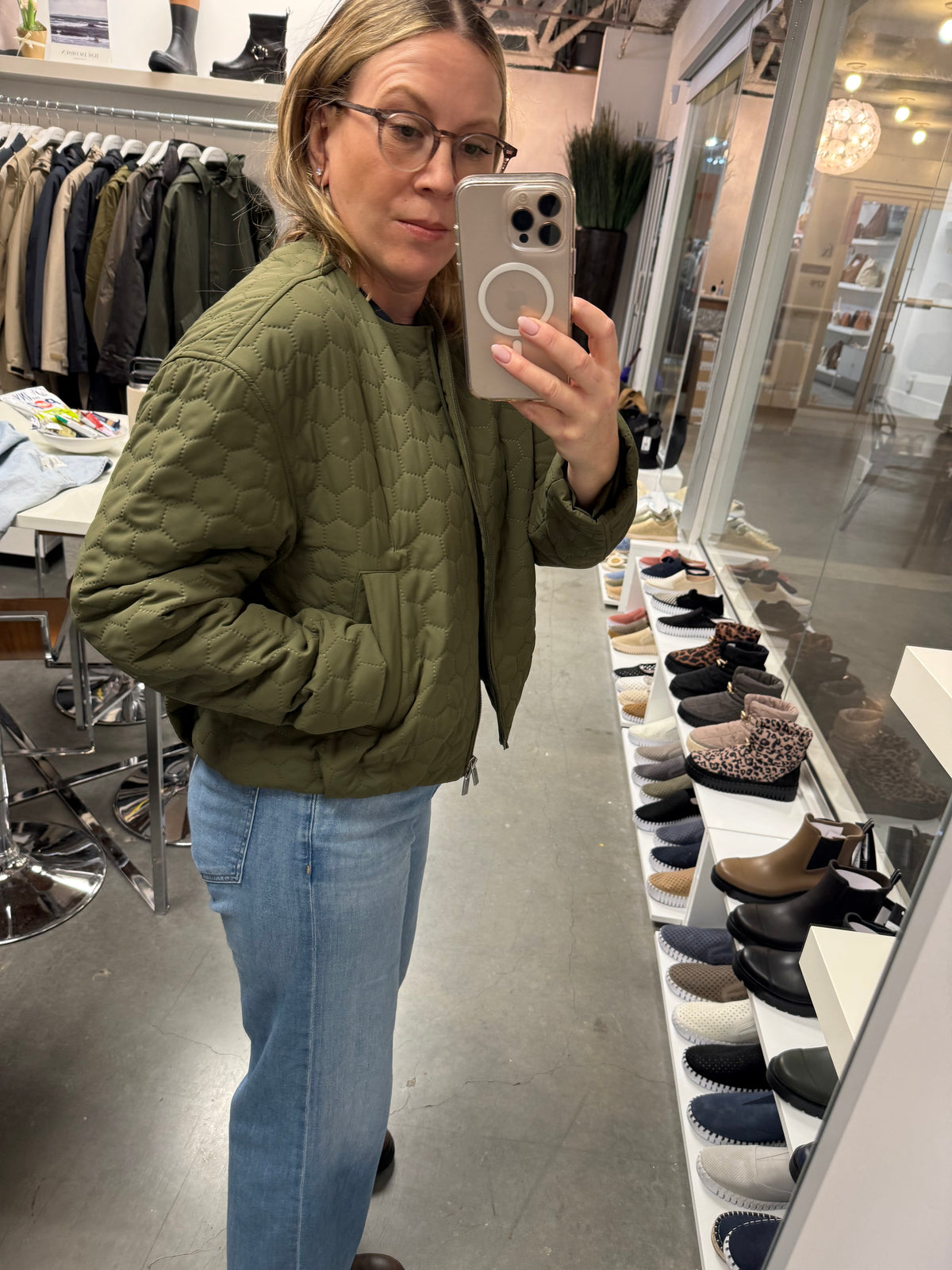 Ilse Jaconsen | Honeycomb Short Quilted Bomber - Olive