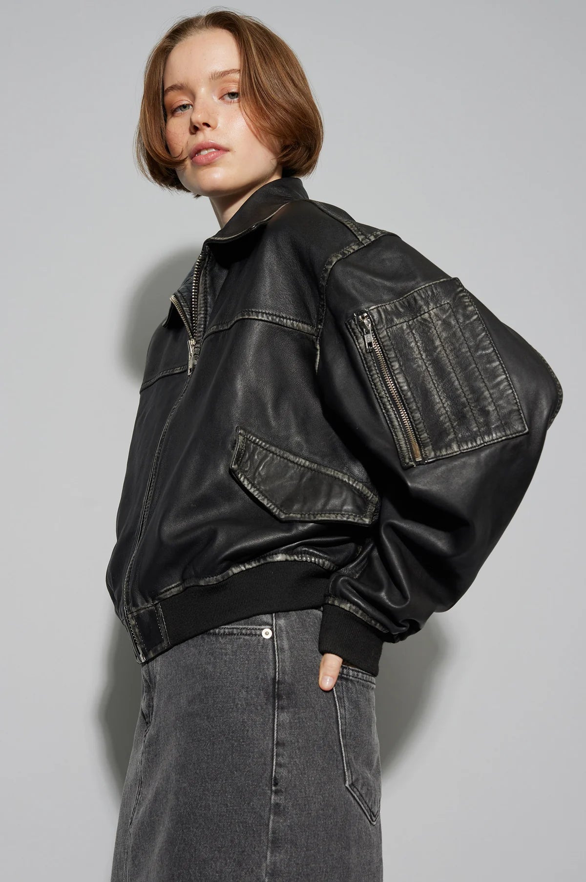 Oval Square | Rocker Leather Bomber