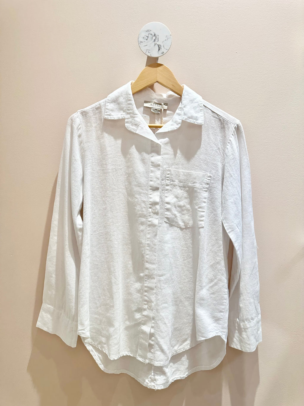 Astrid | Woven Shirt, Linen - White