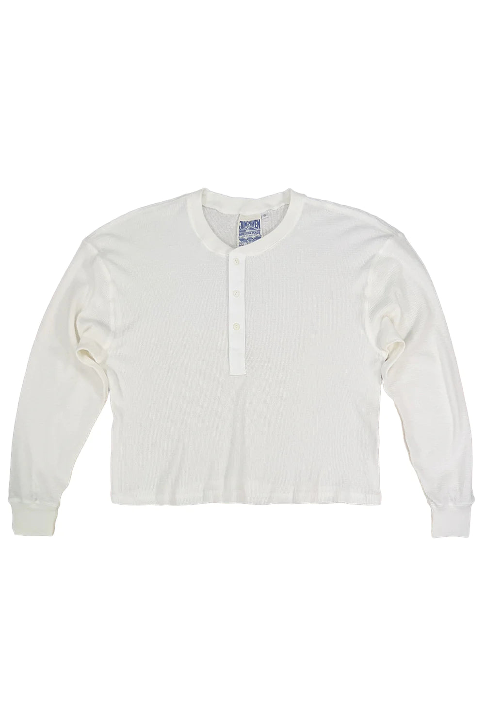 Jungmaven | Mesa Cropped Thermal Henley - Washed White