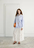 A Bronze Age | Field Skirt - Tabitha lace / Micro Blue Stripe