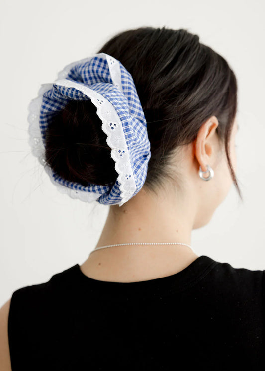 A Bronze Age | Doily Scrunchie - Ocean Gingham
