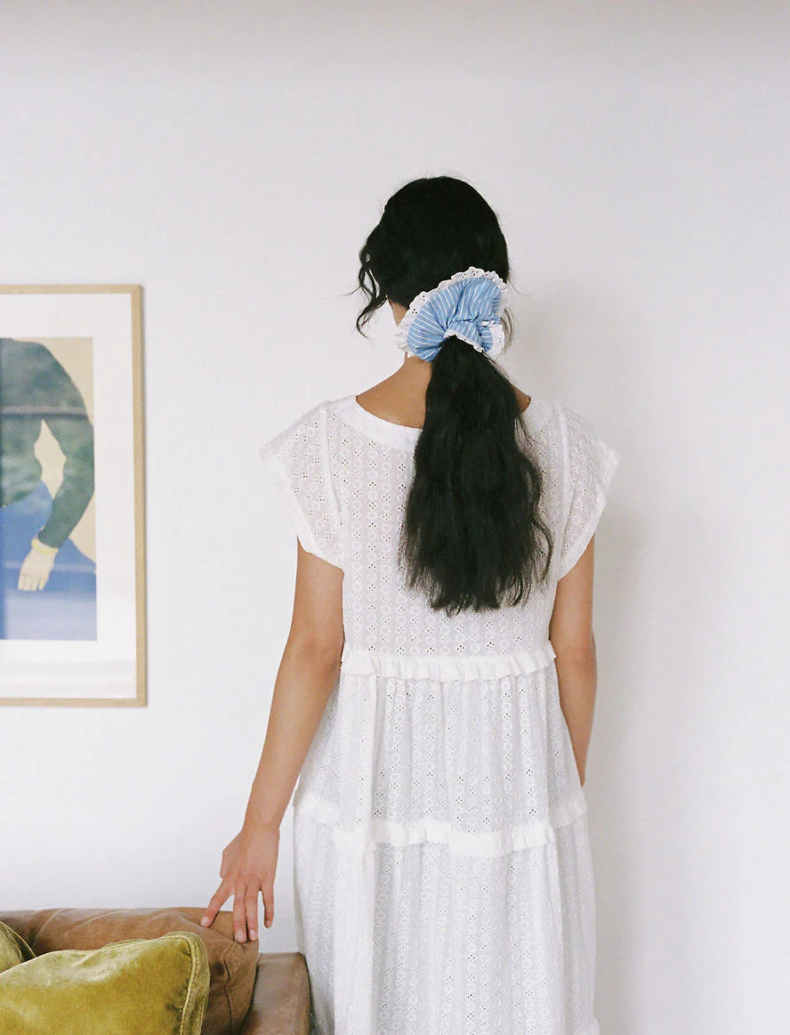 A Bronze Age | Doily Scrunchie - Ocean Gingham