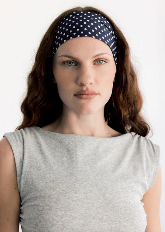 A Bronze Age | Riviera Headband - Navy Polka Dot