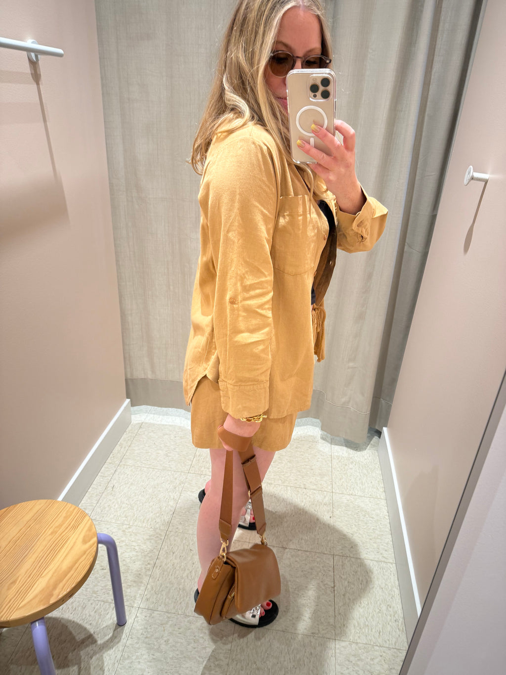 Astrid | Woven Shirt, Linen - Caramel
