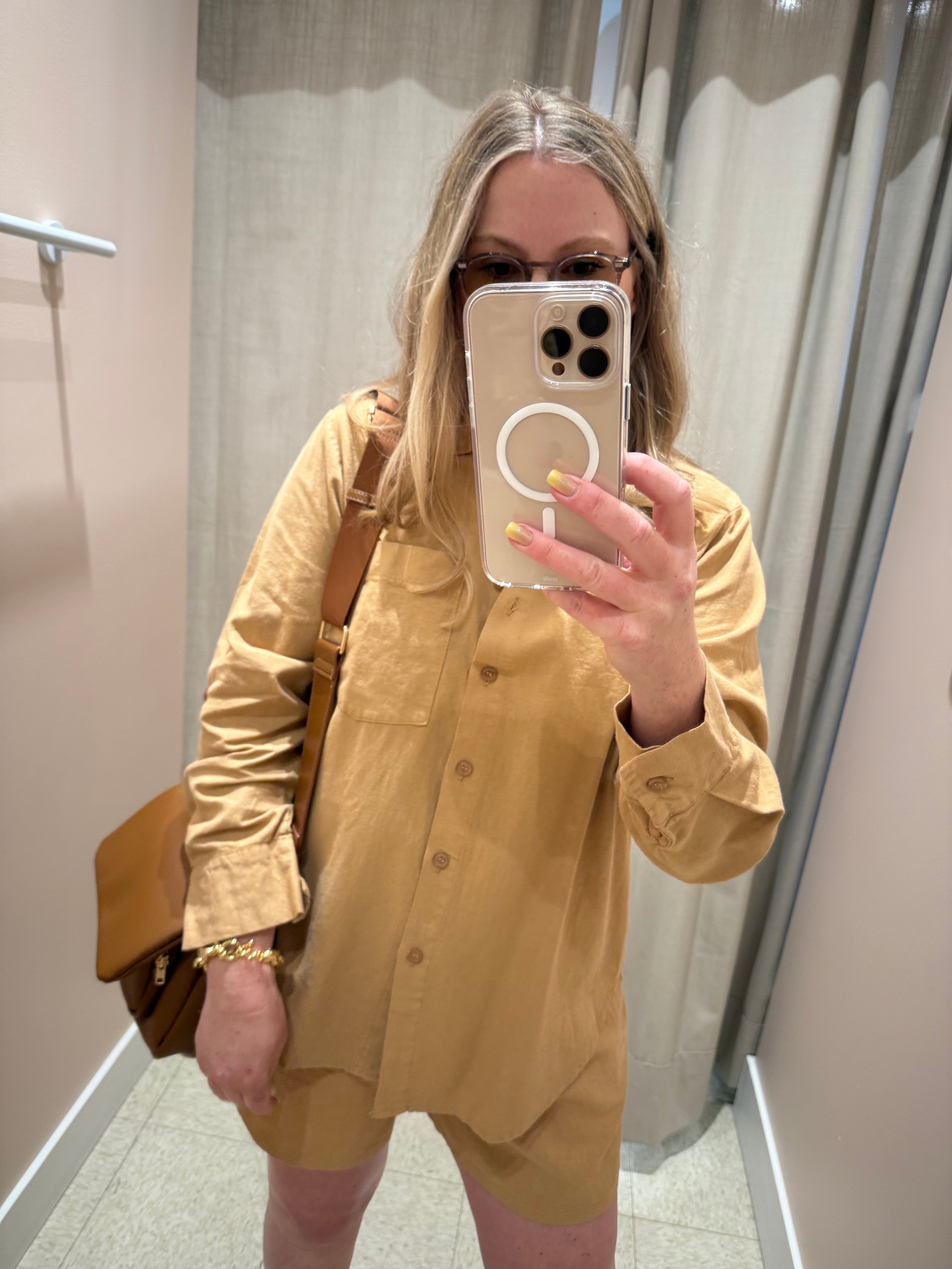 Astrid | Woven Shirt, Linen - Caramel