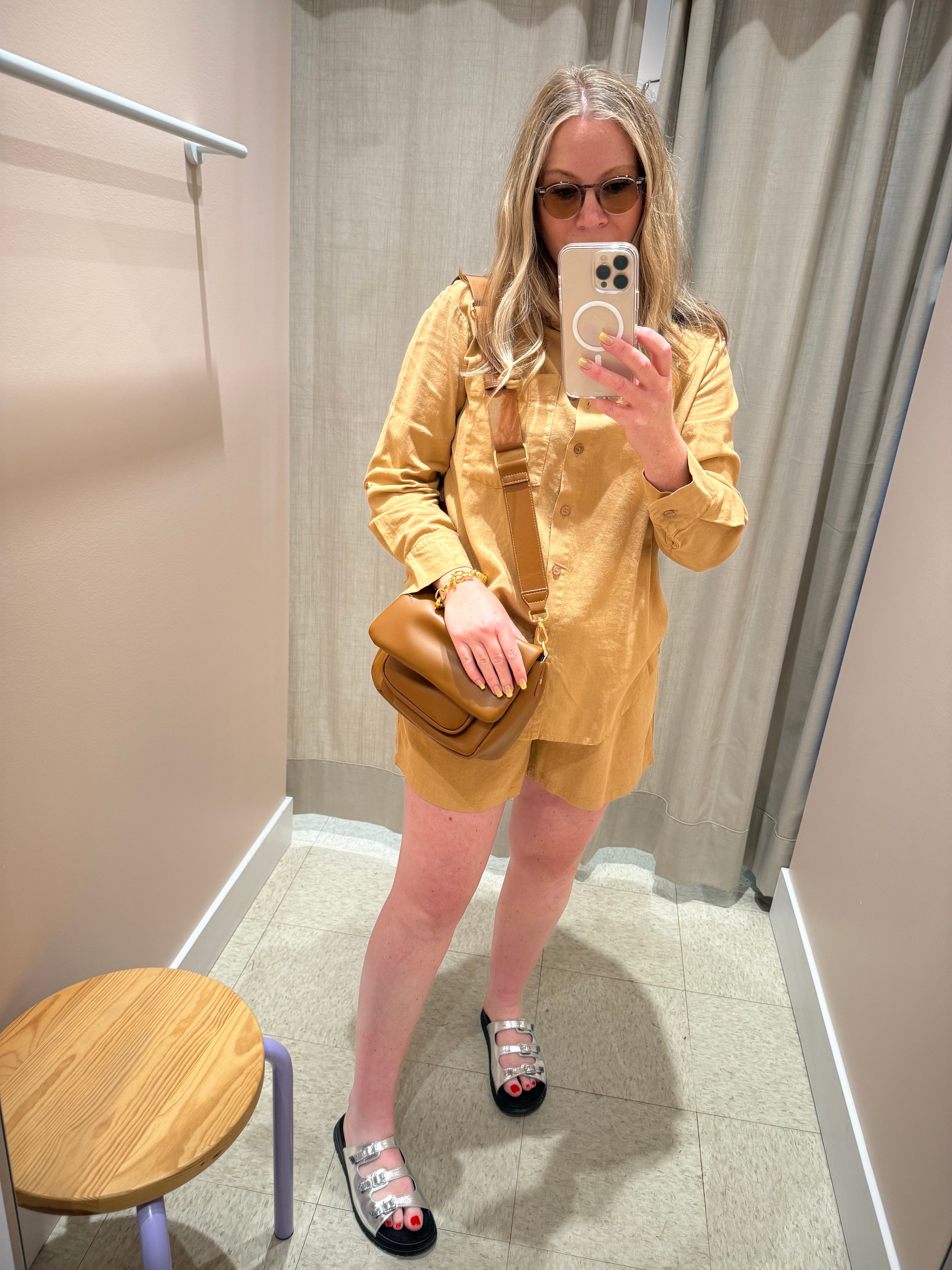 Astrid | Woven Shirt, Linen - Caramel
