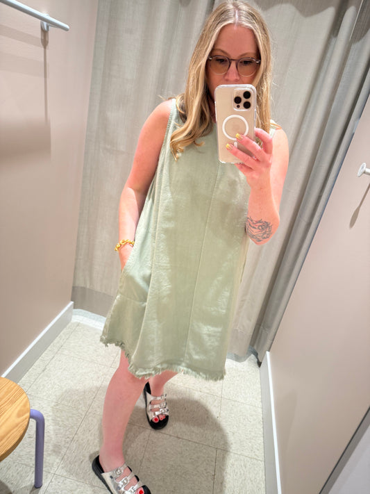 Astrid | Woven Dress, Linen - Army
