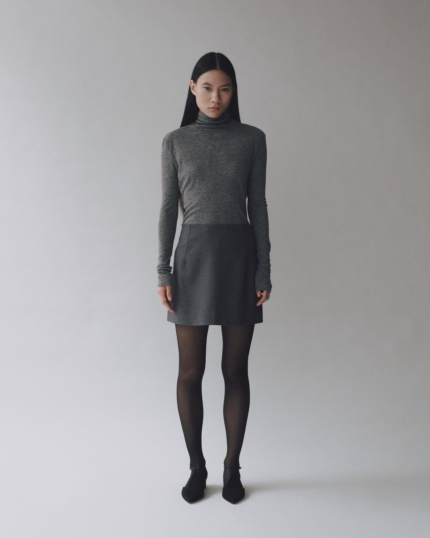 Mijeong Park | Roll Neck Jersey Top - Charcoal