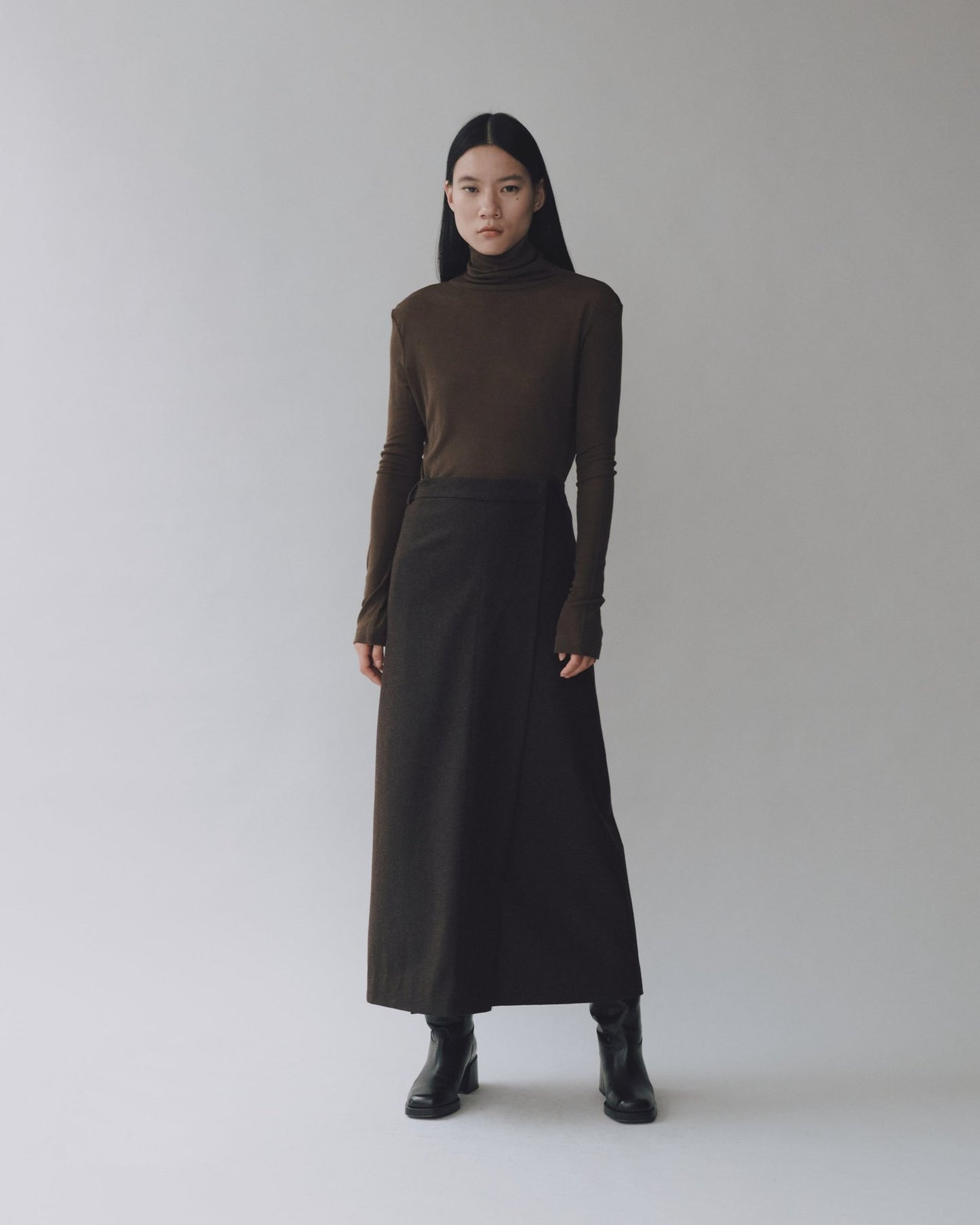 Mijeong Park | Roll Neck Jersey Top - Dark Brown