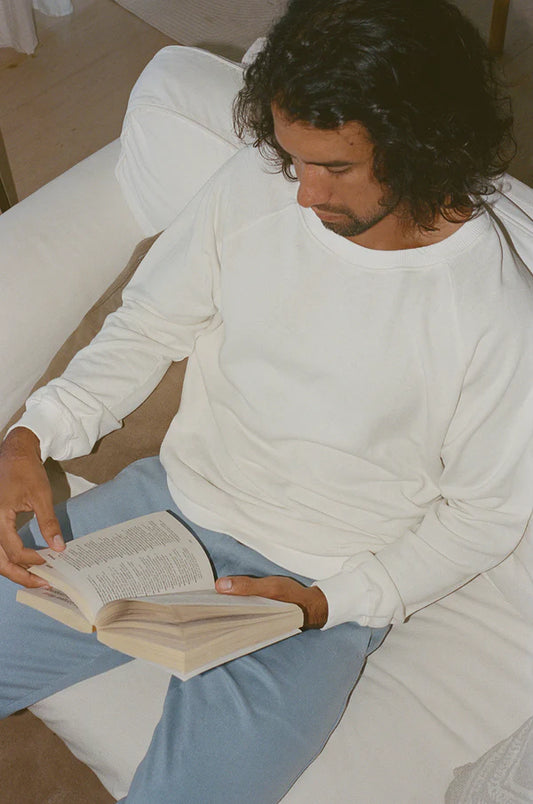 Jungmaven | Bonfire Raglan Sweatshirt - Washed White - Unisex