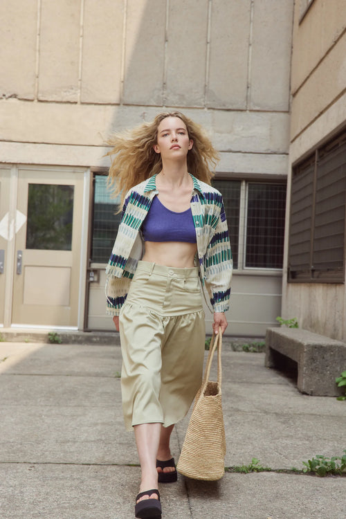 Eve Gravel | Peyton Shirt - Butter Green Lines