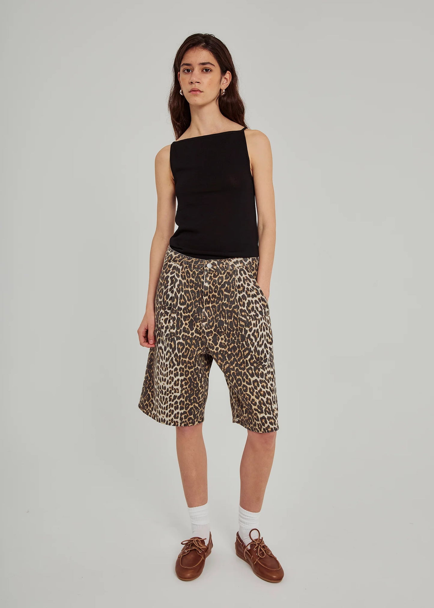 NORR | Kenzie Pleat Long Shorts - Leo Print