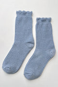 Le Bon Shoppe | Linen Scallop Socks - Pale Blue