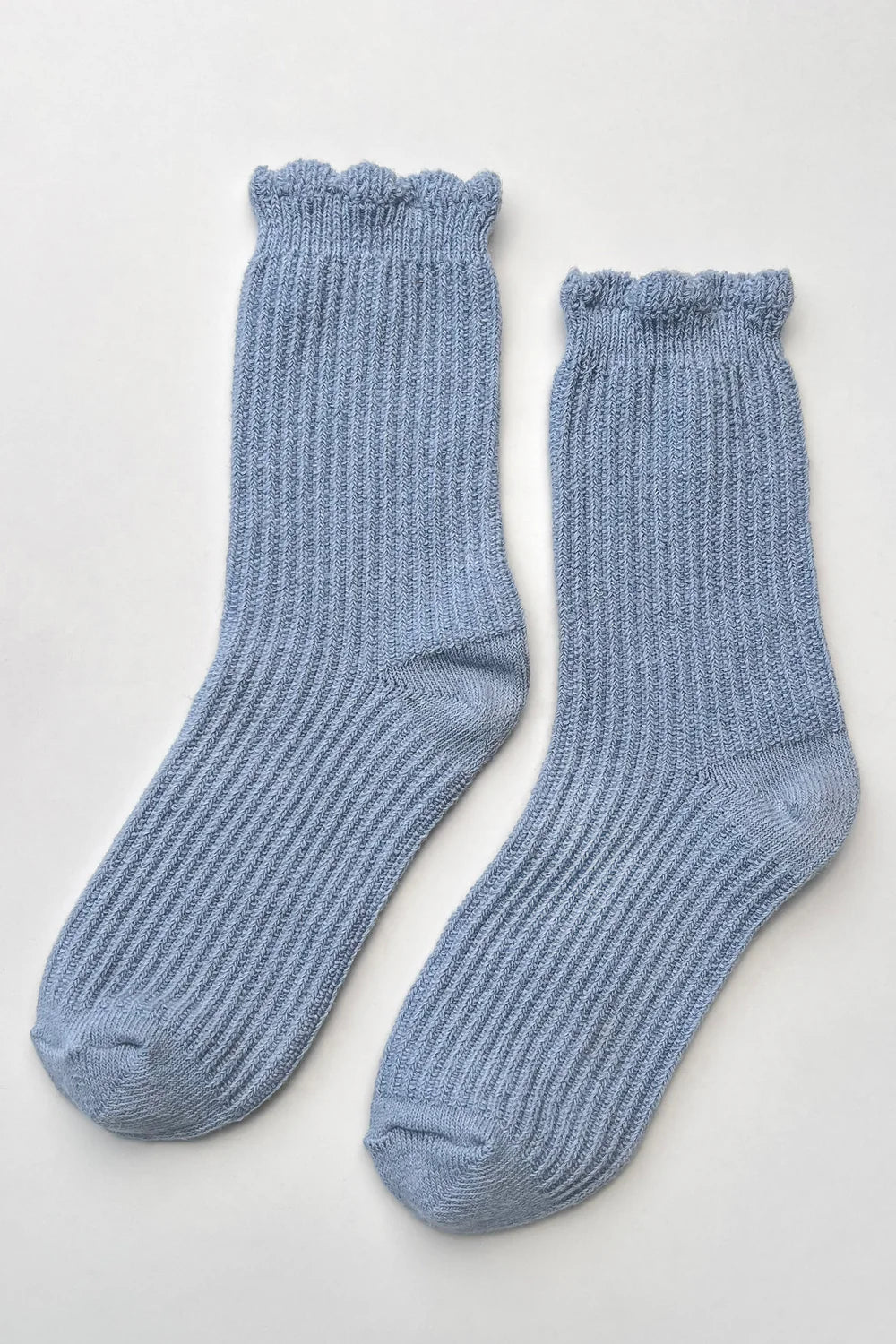 Le Bon Shoppe | Linen Scallop Socks - Pale Blue