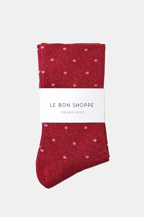 Le Bon Shoppe | Lurex Patterned Sneaker - Polka Dot - Red/Pink
