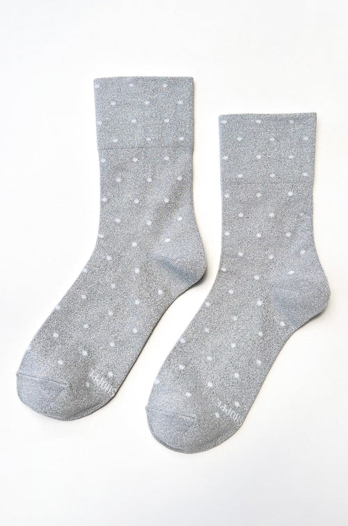Le Bon Shoppe | Lurex Patterned Sneaker - Polka Dot - Silver/White