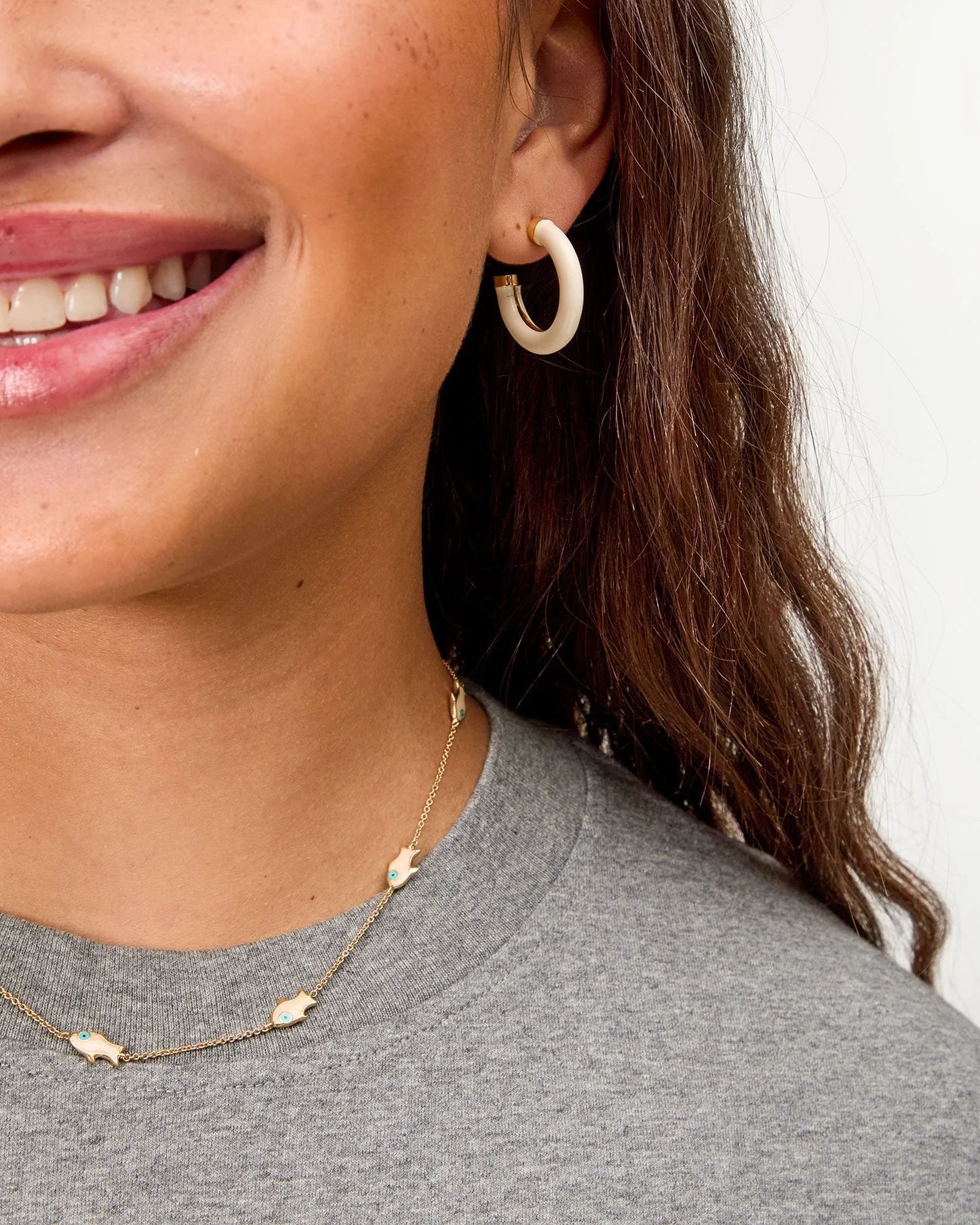 Clare V. | Le Tube Hoop Earrings - Cream
