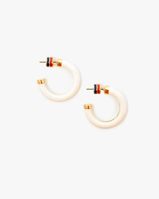 Clare V. | Le Tube Hoop Earrings - Cream