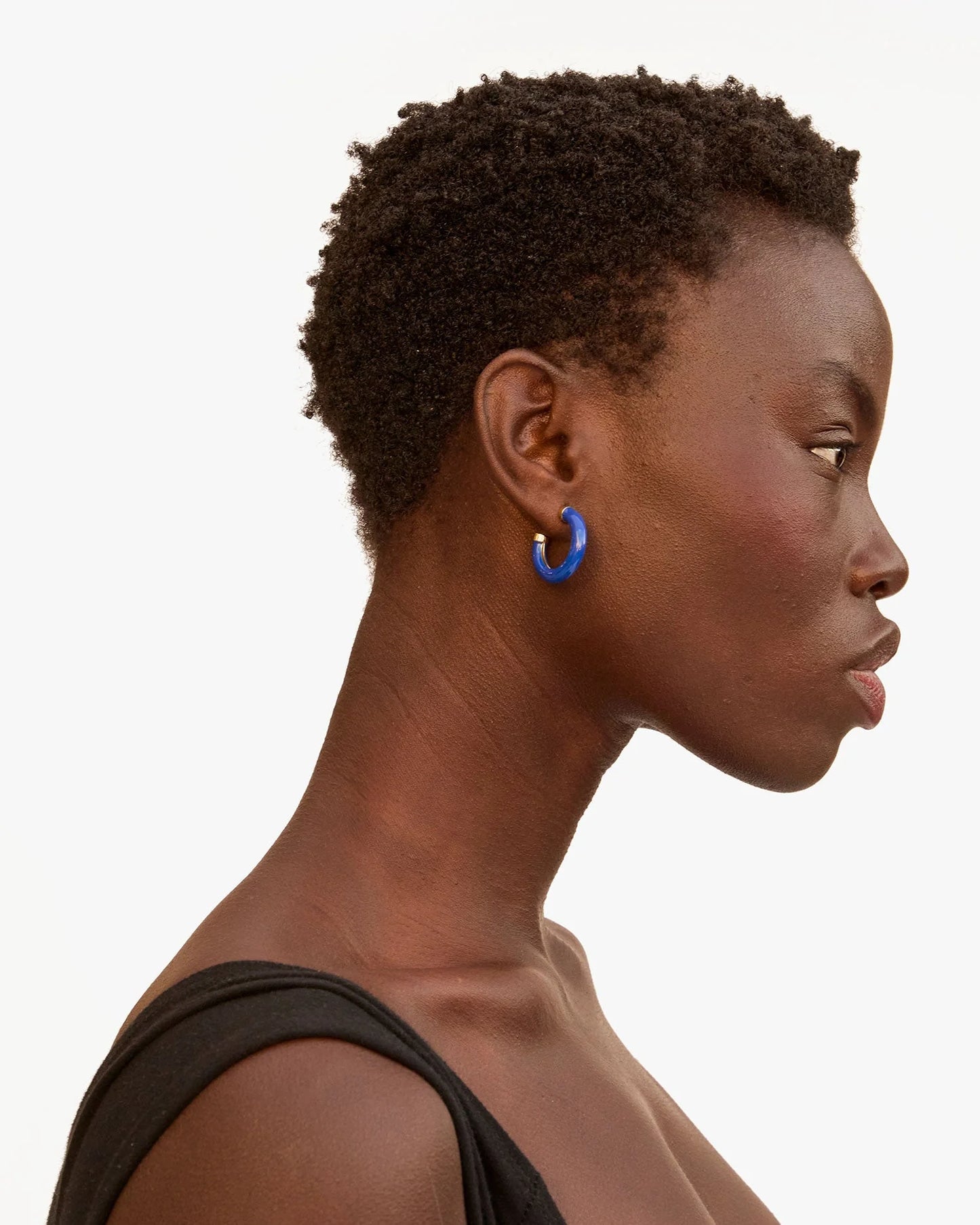 Clare V. | Le Tube Hoop Earrings - Cobalt