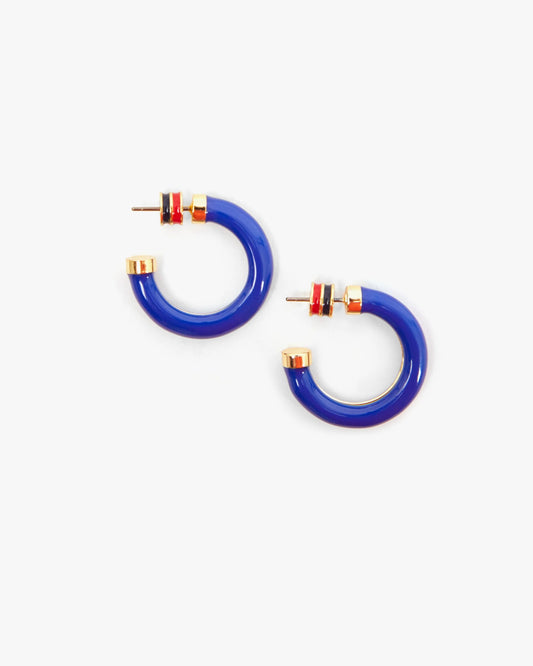 Clare V. | Le Tube Hoop Earrings - Cobalt