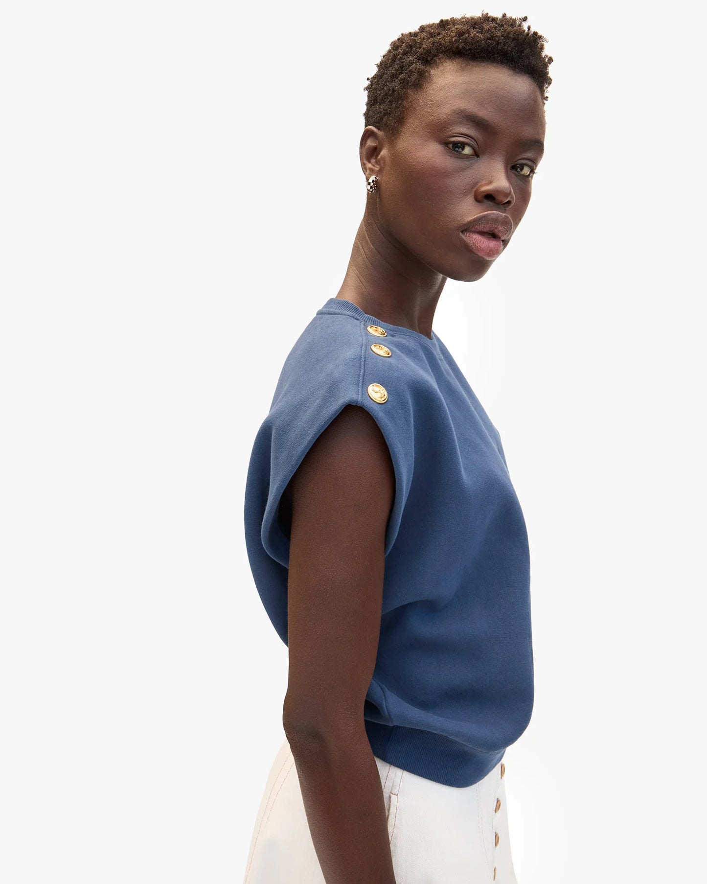 Claire V. | Le Vest Anchor Buttons - Navy