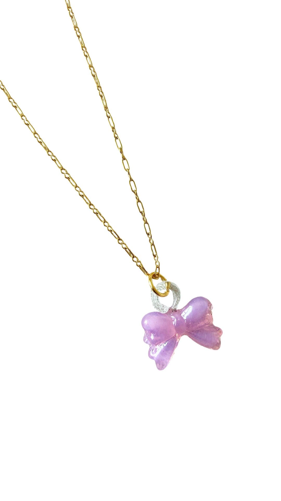 Notte | Little Bow Peep Necklace - Pink & Gold