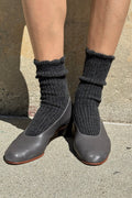 Le Bon Shoppe | Linen Scallop Socks - Charcoal