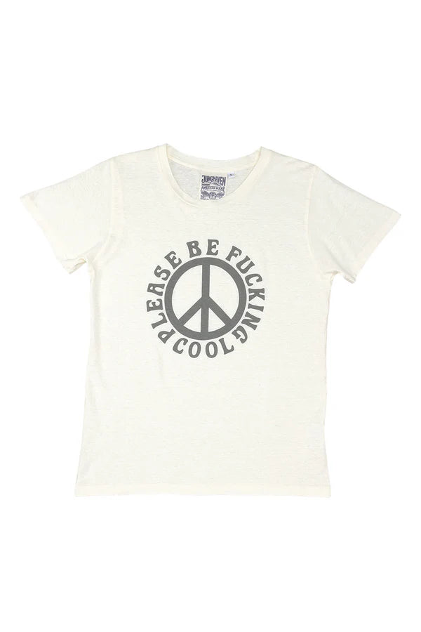 Jungmaven | Please Be F***ing Cool Lorel Tee - Washed White - Unisex