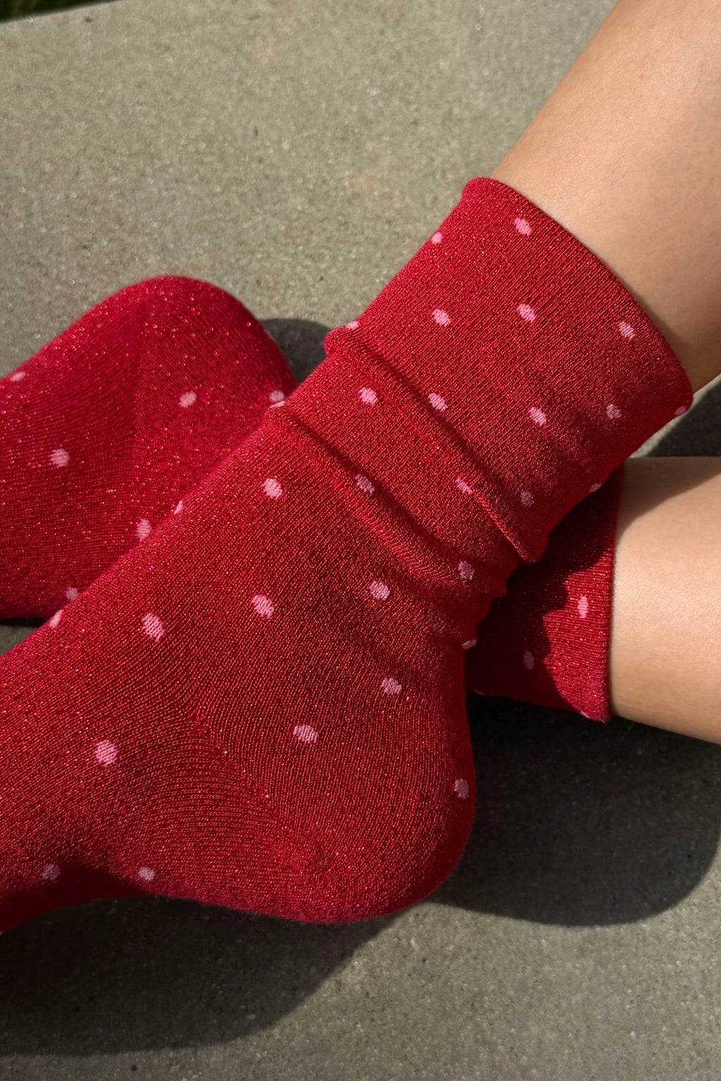 Le Bon Shoppe | Lurex Patterned Sneaker - Polka Dot - Red/Pink