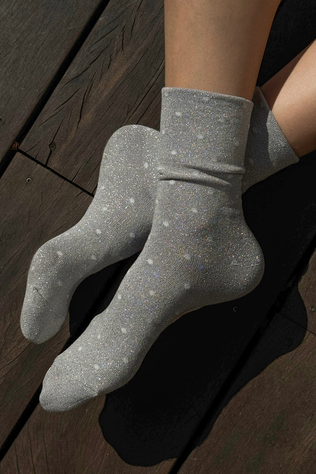 Le Bon Shoppe | Lurex Patterned Sneaker - Polka Dot - Silver/White