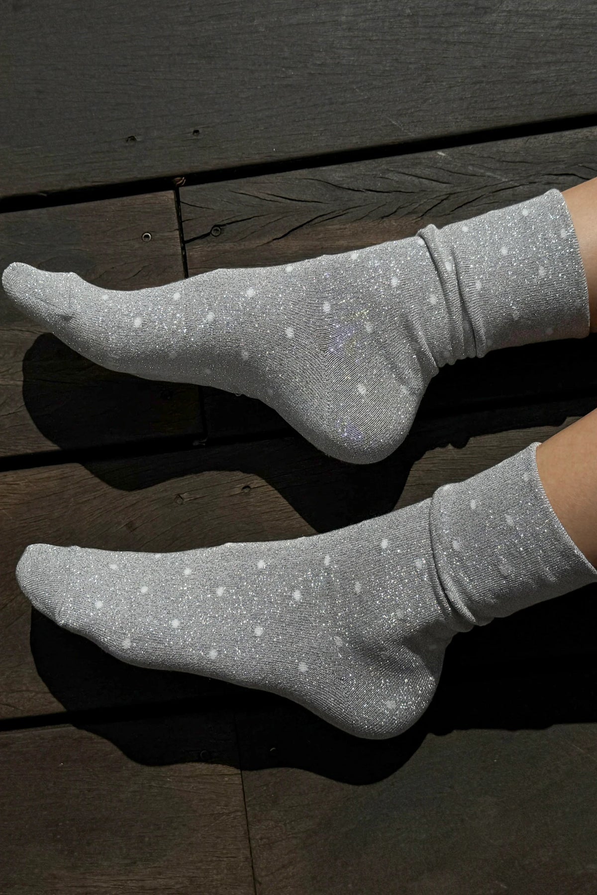 Le Bon Shoppe | Lurex Patterned Sneaker - Polka Dot - Silver/White