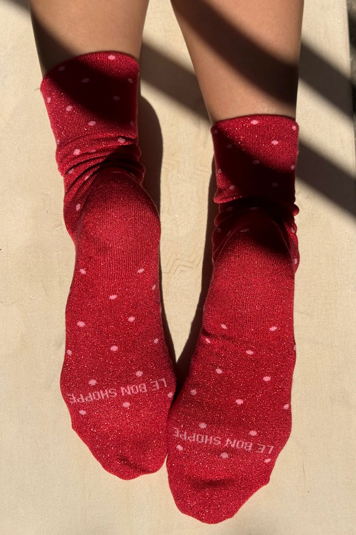Le Bon Shoppe | Lurex Patterned Sneaker - Polka Dot - Red/Pink