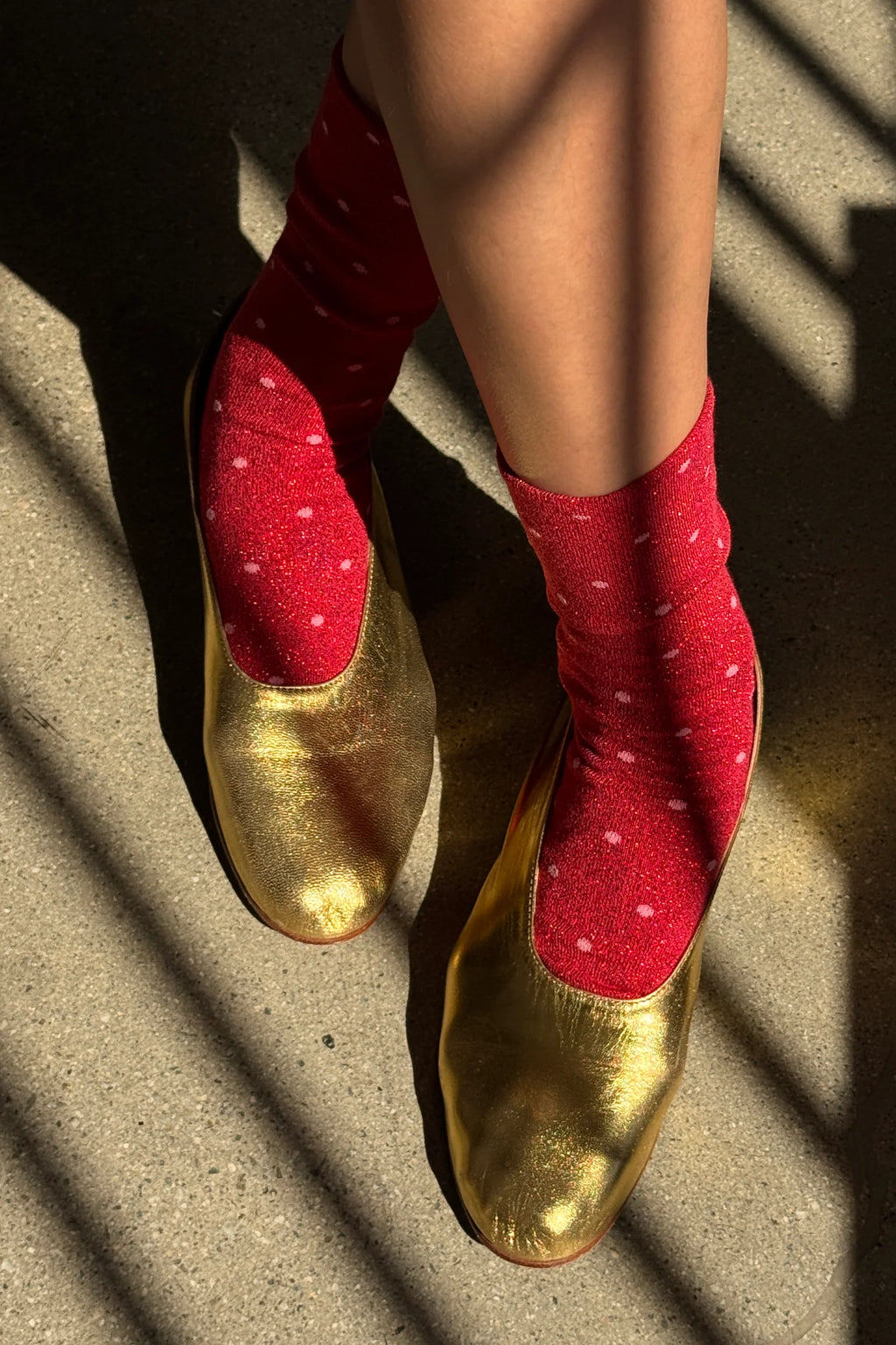 Le Bon Shoppe | Lurex Patterned Sneaker - Polka Dot - Red/Pink