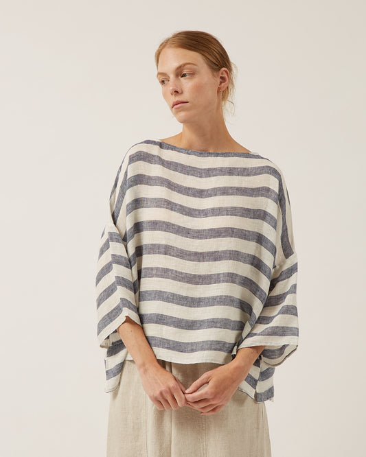 Naïf | Lieke Linen Top -Indigo/White Stripes