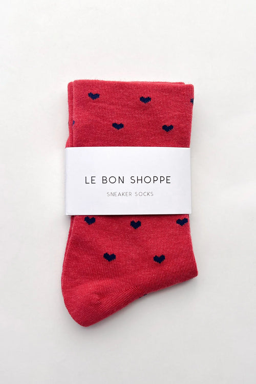 Le Bon Shoppe | Sneaker Socks: Heart - Tomato / Navy