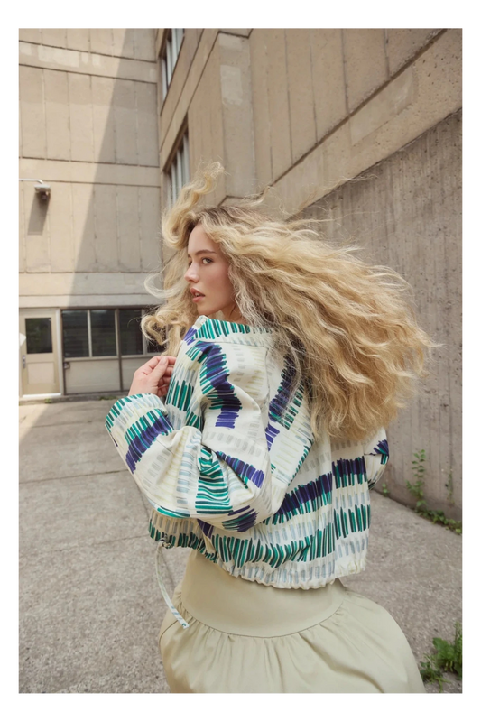 Eve Gravel | Peyton Shirt - Butter Green Lines