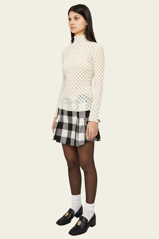 Find Me Now | Harmony Checkered Mesh Top - White